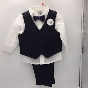 Infant Boys 4 Piece Formal Suit Navy Blue Size 6-12 Months